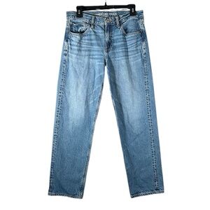 American Eagle 90s Straight Denim Blue Jeans Size 6 Petite Medium Wash High Rise